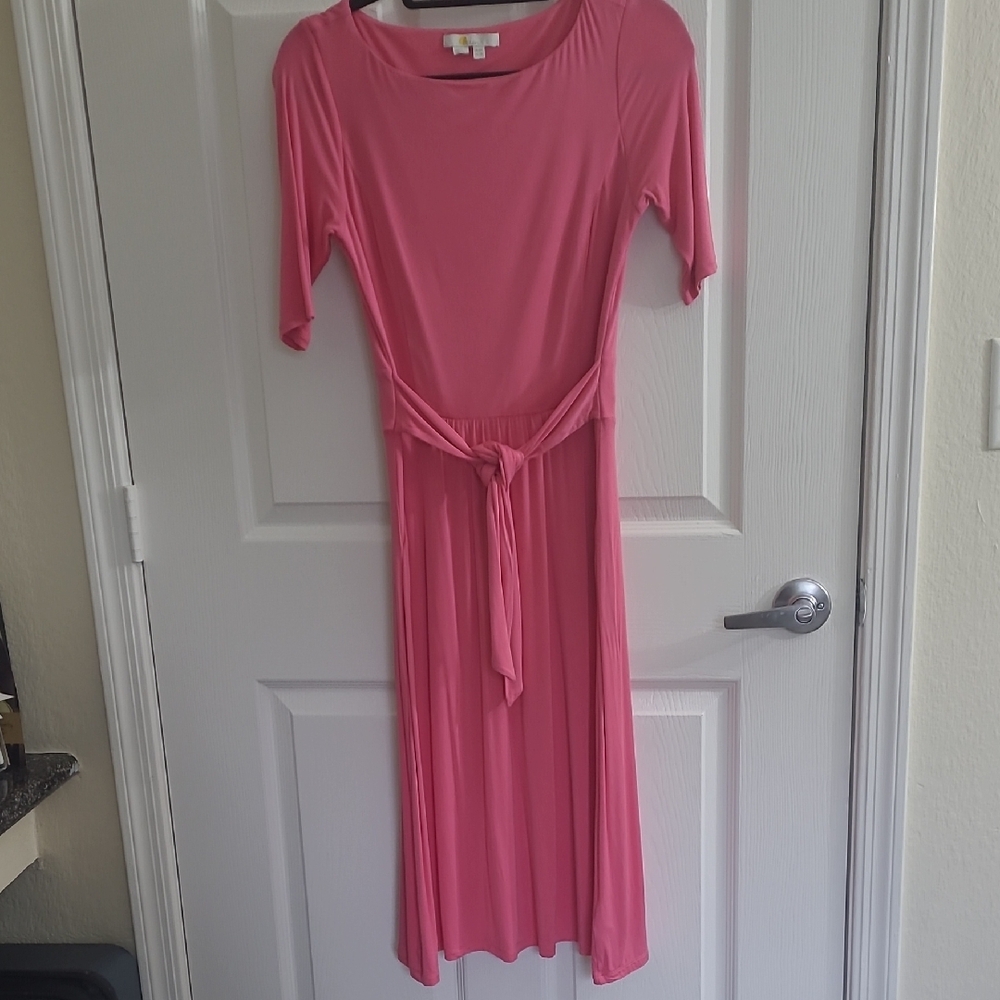 Boden Pink Sheath Midi Dress with Dolman Sleeves